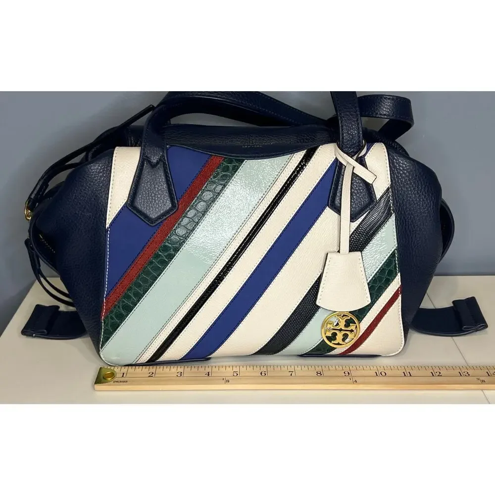 EUC Tory Burch Perry Balloon Multicolored Stripe Handbag